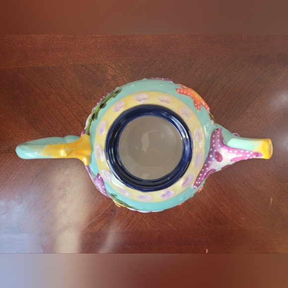 BLUE SKY Starfish Seashell Teapot Functional Art Cottagecore Beach House - Picture 9 of 11